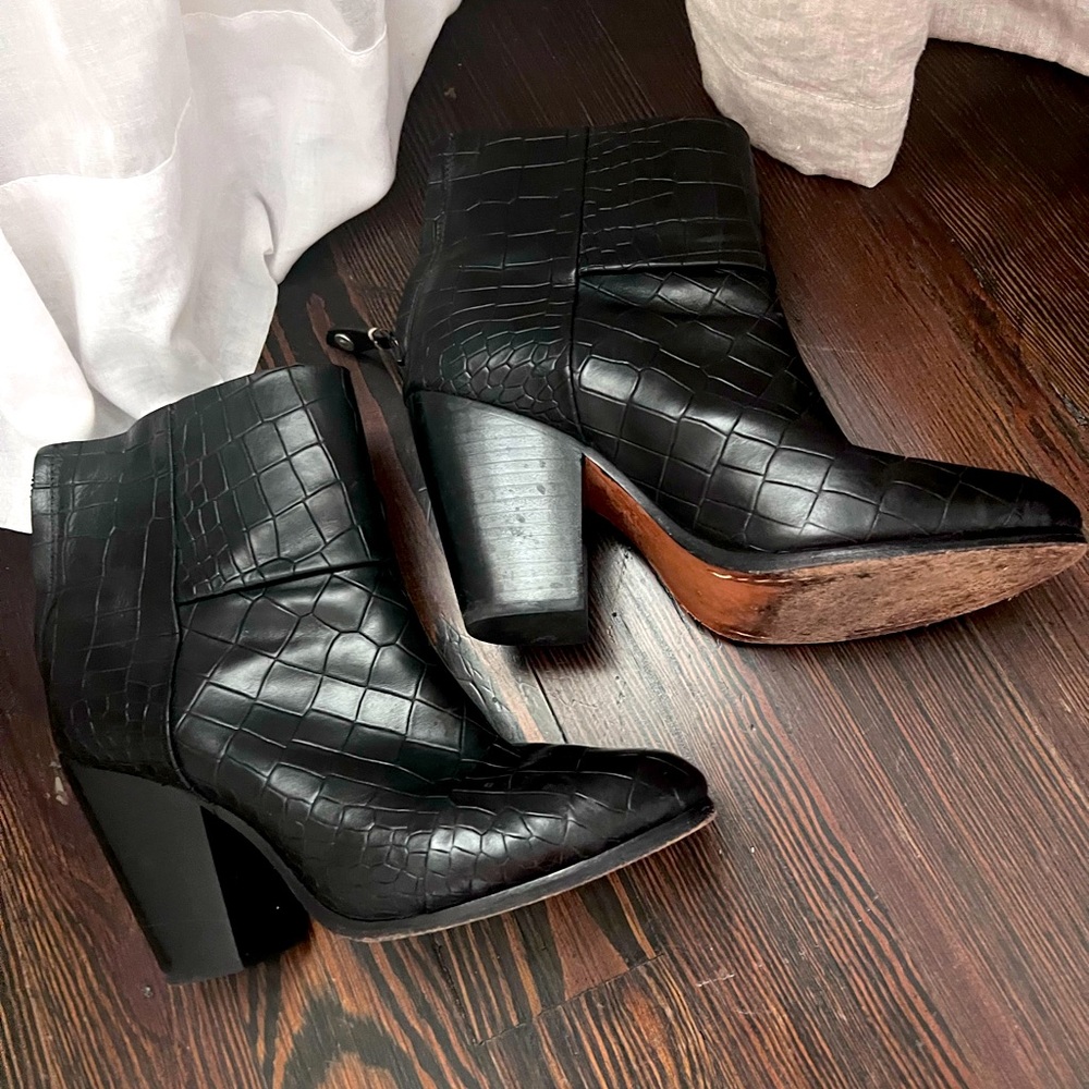 Rag & Bone faux snakeskin booties - barely worn.